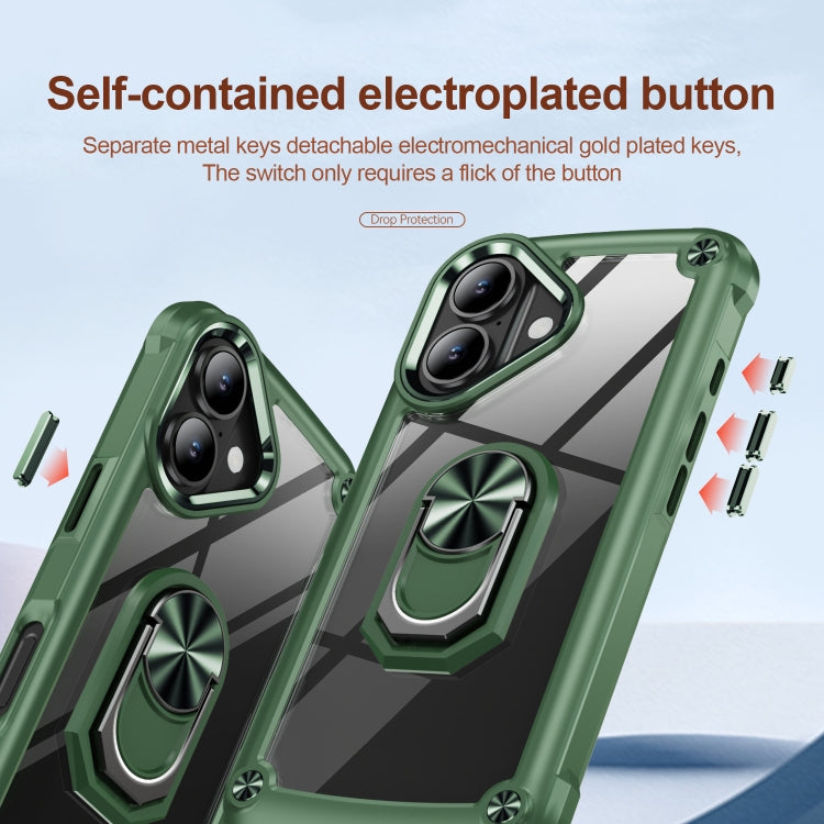 For iPhone 16 TPU + PC Lens Protection Phone Case with Ring Holder(Green) - iPhone 16 Cases by PMC TechLife | Online Shopping South Africa | PMC TechLife | Buy Now Pay Later Mobicred