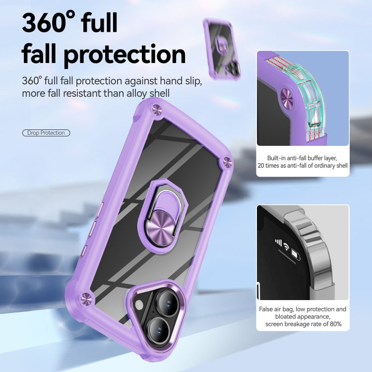 For iPhone 16 TPU + PC Lens Protection Phone Case with Ring Holder(Purple) - iPhone 16 Cases by PMC TechLife | Online Shopping South Africa | PMC TechLife | Buy Now Pay Later Mobicred