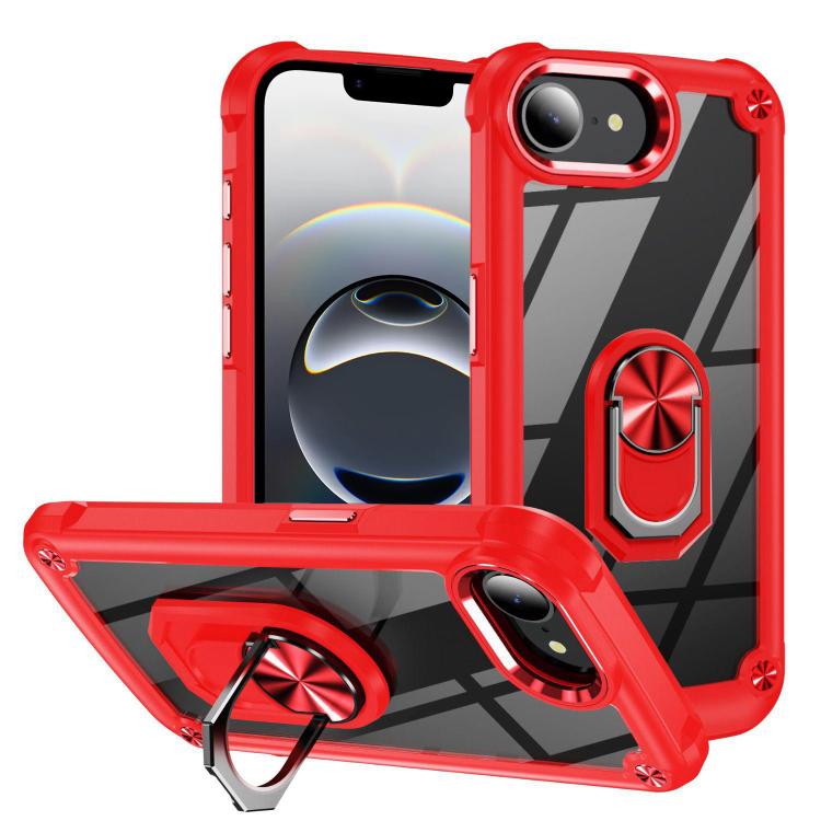 For iPhone 16e TPU + PC Lens Protection Phone Case with Ring Holder(Red) - iPhone 16e Cases by PMC TechLife | Online Shopping South Africa | PMC TechLife | Buy Now Pay Later Mobicred