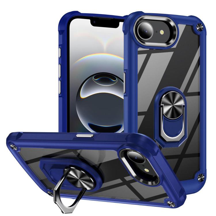 For iPhone 16e TPU + PC Lens Protection Phone Case with Ring Holder(Blue) - iPhone 16e Cases by PMC TechLife | Online Shopping South Africa | PMC TechLife | Buy Now Pay Later Mobicred