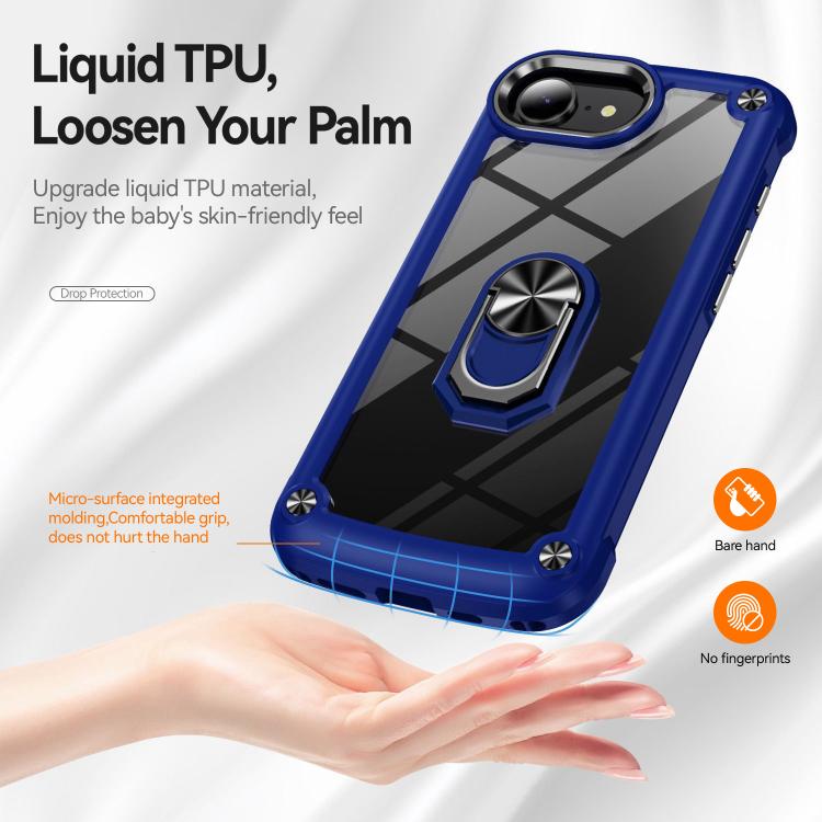 For iPhone 16e TPU + PC Lens Protection Phone Case with Ring Holder(Blue) - iPhone 16e Cases by PMC TechLife | Online Shopping South Africa | PMC TechLife | Buy Now Pay Later Mobicred