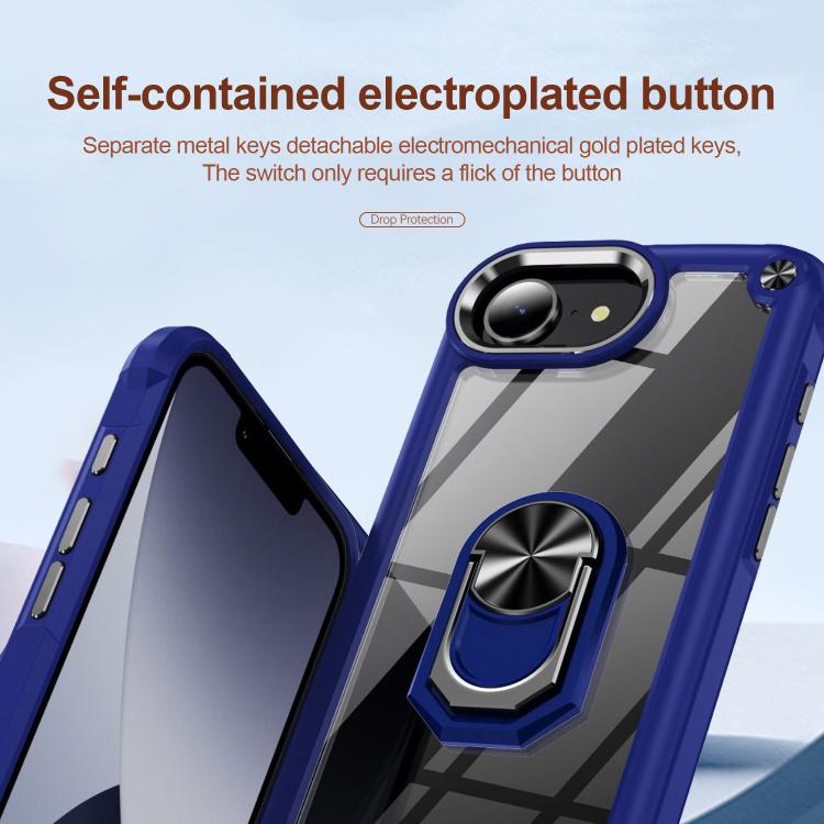 For iPhone 16e TPU + PC Lens Protection Phone Case with Ring Holder(Blue) - iPhone 16e Cases by PMC TechLife | Online Shopping South Africa | PMC TechLife | Buy Now Pay Later Mobicred