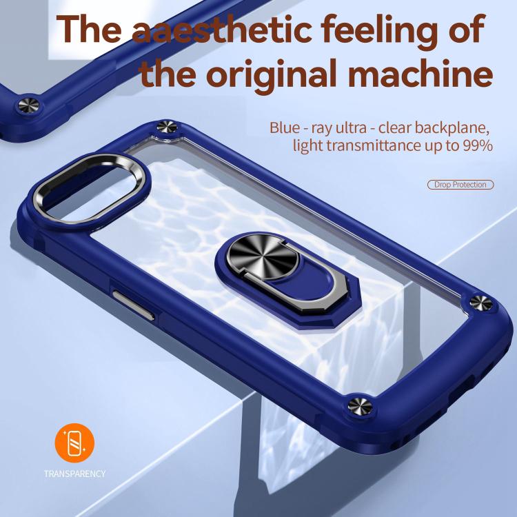 For iPhone 16e TPU + PC Lens Protection Phone Case with Ring Holder(Blue) - iPhone 16e Cases by PMC TechLife | Online Shopping South Africa | PMC TechLife | Buy Now Pay Later Mobicred