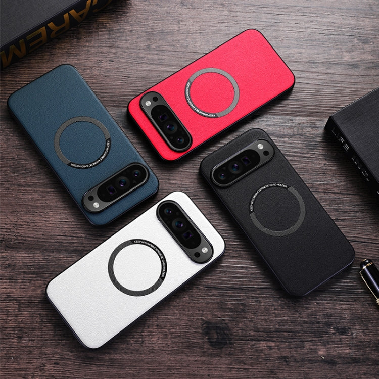 For Google Pixel 9 Magsafe Magnetic Ring Leather Texture Phone Case(Red) - Google Cases by PMC TechLife | Online Shopping South Africa | PMC TechLife | Buy Now Pay Later Mobicred