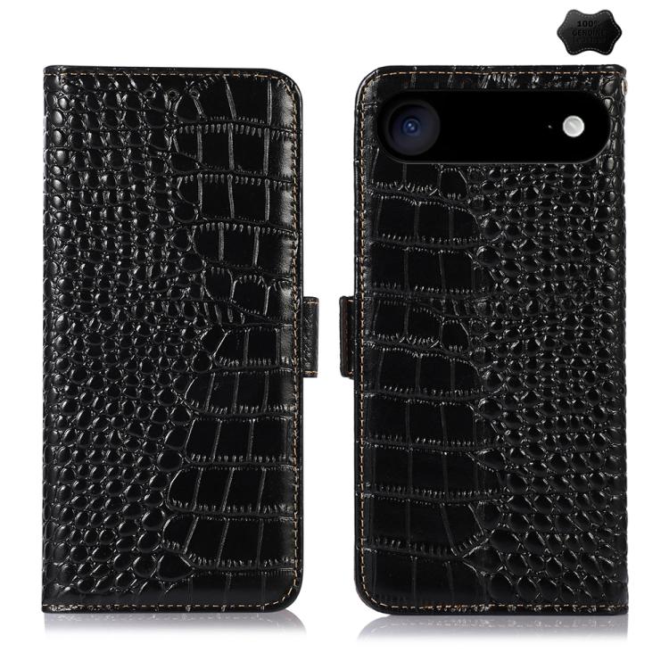 For iPhone 17 Air Crocodile Top Layer Cowhide Leather Phone Case(Black) - free shipping - PMc TechLife - Order now!
