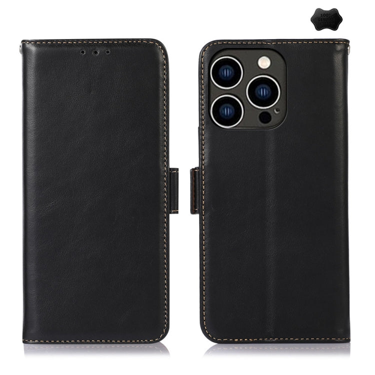 For iPhone 16 Pro Max Crazy Horse Top Layer Cowhide Leather Phone Case(Black) - iPhone 16 Pro Max Cases by PMC TechLife | Online Shopping South Africa | PMC TechLife | Buy Now Pay Later Mobicred