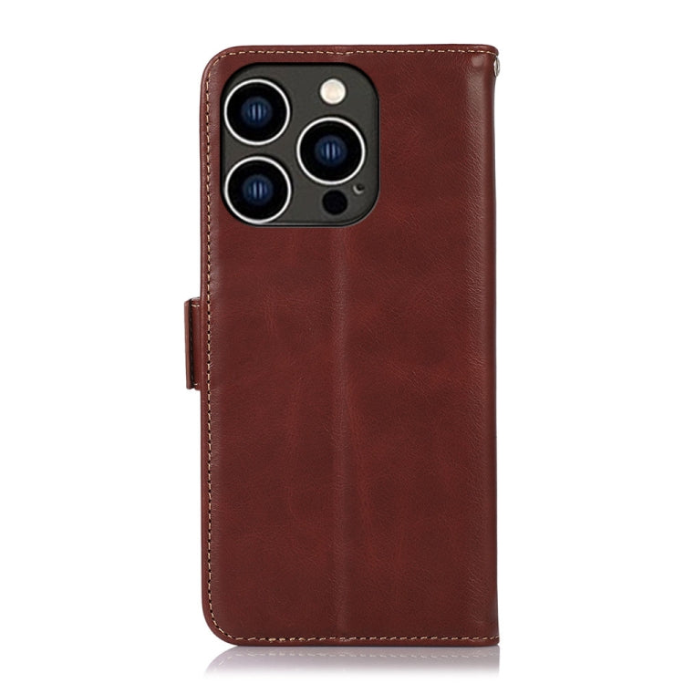 For iPhone 16 Pro Max Crazy Horse Top Layer Cowhide Leather Phone Case(Brown) - iPhone 16 Pro Max Cases by PMC TechLife | Online Shopping South Africa | PMC TechLife | Buy Now Pay Later Mobicred