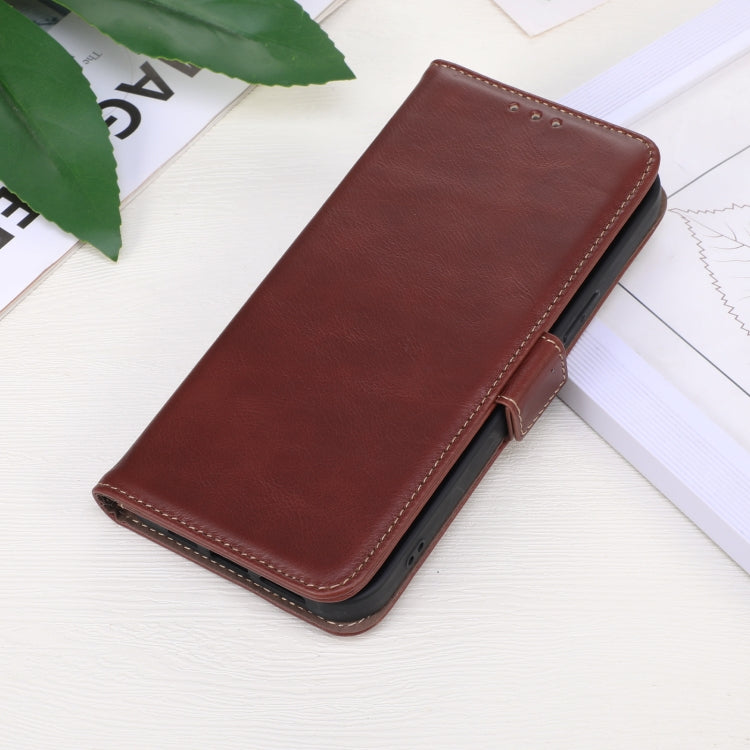 For iPhone 16 Pro Crazy Horse Top Layer Cowhide Leather Phone Case(Brown) - iPhone 16 Pro Cases by PMC TechLife | Online Shopping South Africa | PMC TechLife | Buy Now Pay Later Mobicred