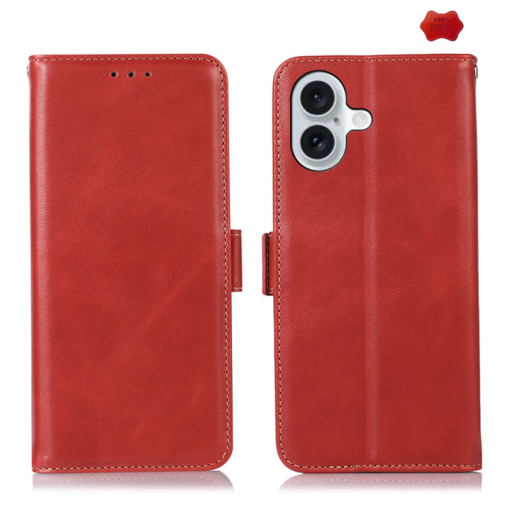 For iPhone 16 Plus Crazy Horse Top Layer Cowhide Leather Phone Case(Red) - free shipping - PMC TechLife - Order now!