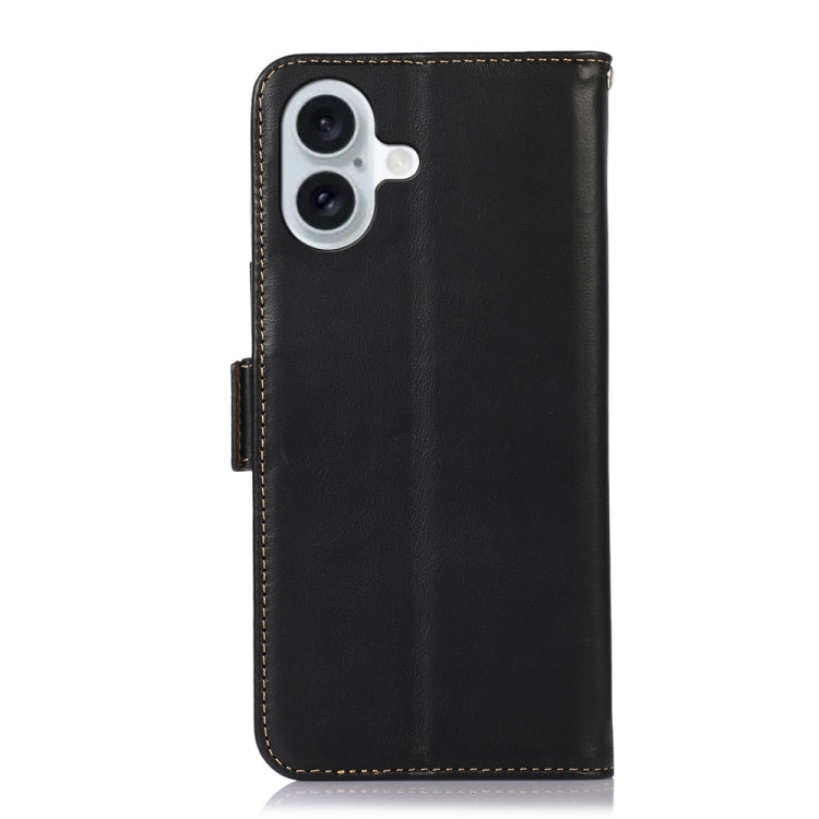 For iPhone 16 Crazy Horse Top Layer Cowhide Leather Phone Case(Black) - free shipping - PMC TechLife - Order now!