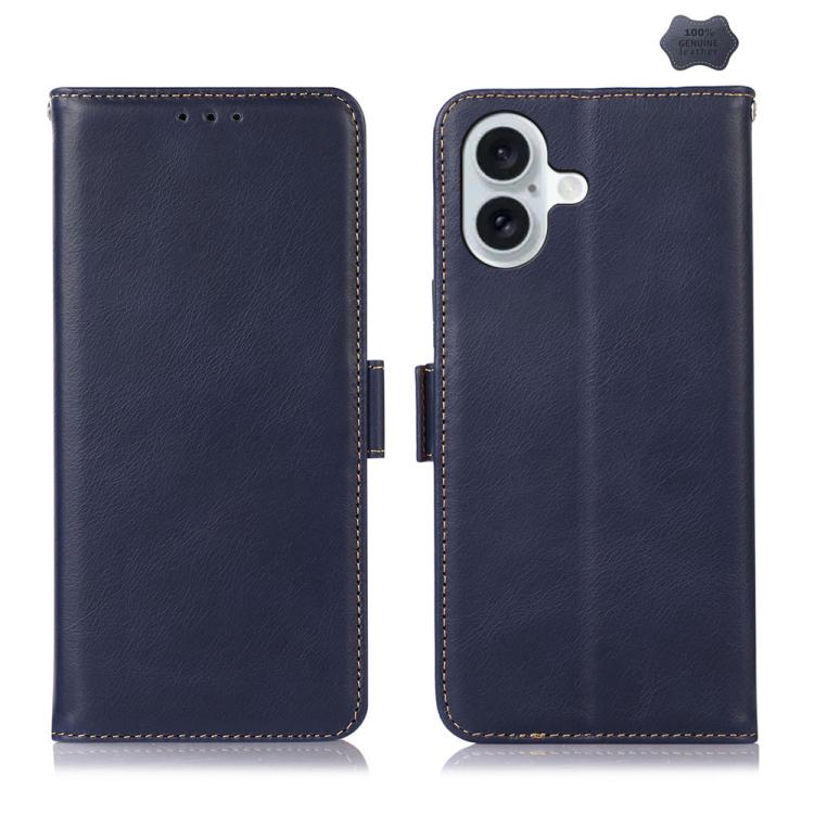 For iPhone 17 Crazy Horse Top Layer Cowhide Leather Phone Case(Blue) - free shipping - PMc TechLife - Order now!