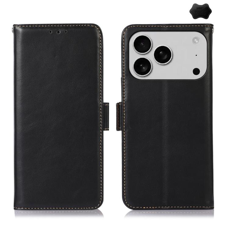 For iPhone 17 Pro Crazy Horse Top Layer Cowhide Leather Phone Case(Black) - free shipping - PMc TechLife - Order now!