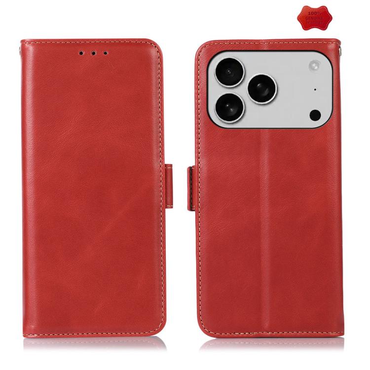 For iPhone 17 Pro Crazy Horse Top Layer Cowhide Leather Phone Case(Red) - free shipping - PMc TechLife - Order now!