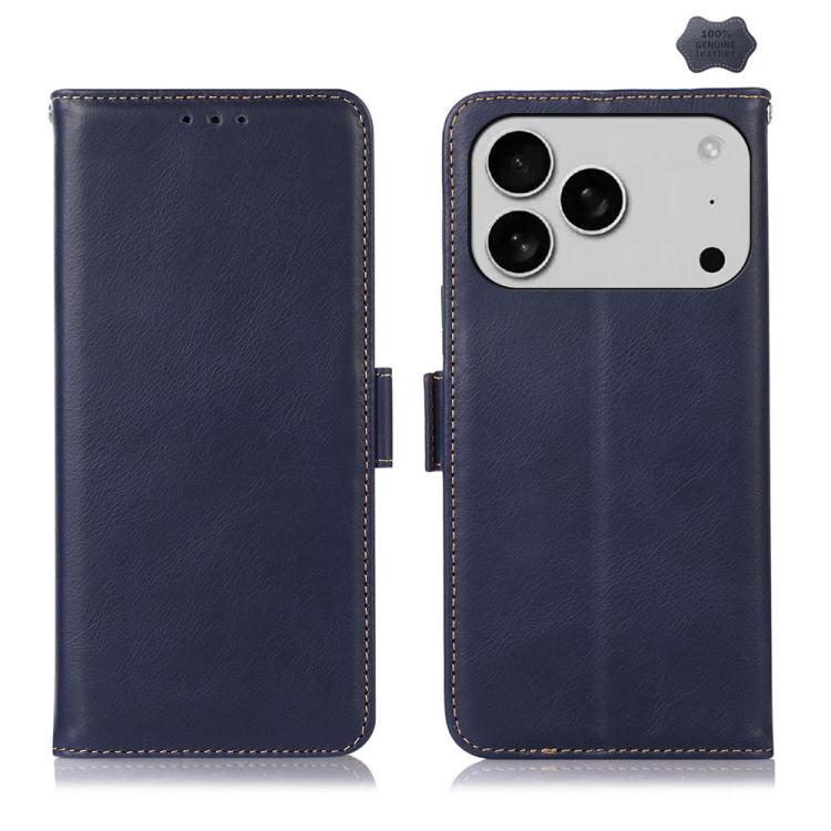 For iPhone 17 Pro Max Crazy Horse Top Layer Cowhide Leather Phone Case(Blue) - free shipping - PMc TechLife - Order now!