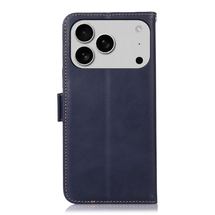 For iPhone 17 Pro Max Crazy Horse Top Layer Cowhide Leather Phone Case(Blue) - free shipping - PMc TechLife - Order now!