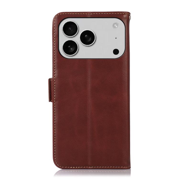 For iPhone 17 Pro Max Crazy Horse Top Layer Cowhide Leather Phone Case(Brown) - free shipping - PMc TechLife - Order now!