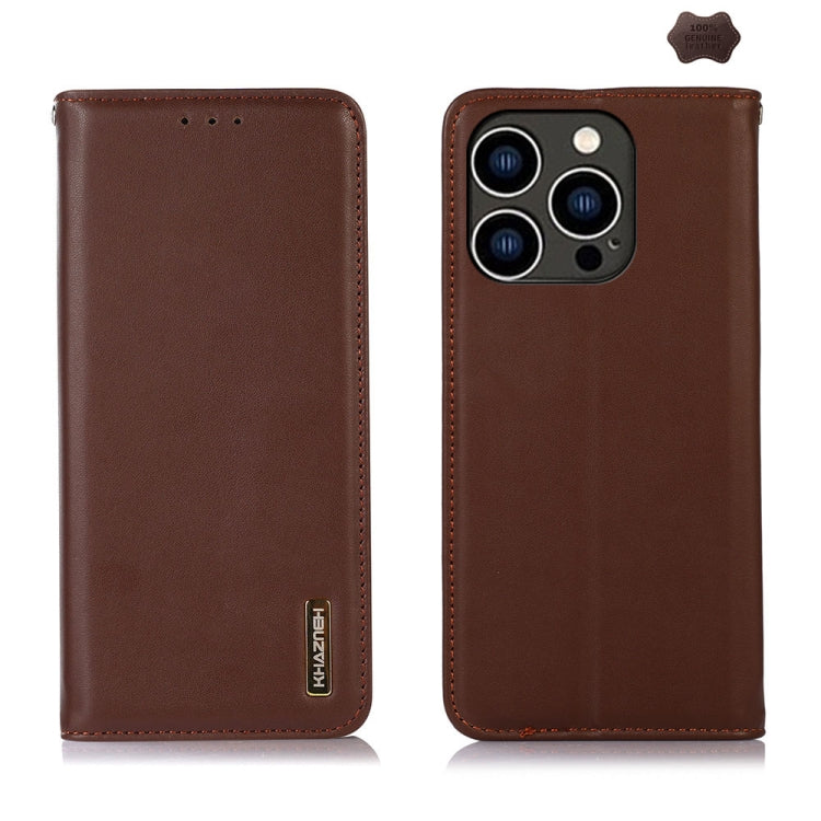 For iPhone 16 Pro KHAZNEH Nappa Top Layer Cowhide Leather Phone Case(Brown) - free shipping - PMC TechLife - Order now!