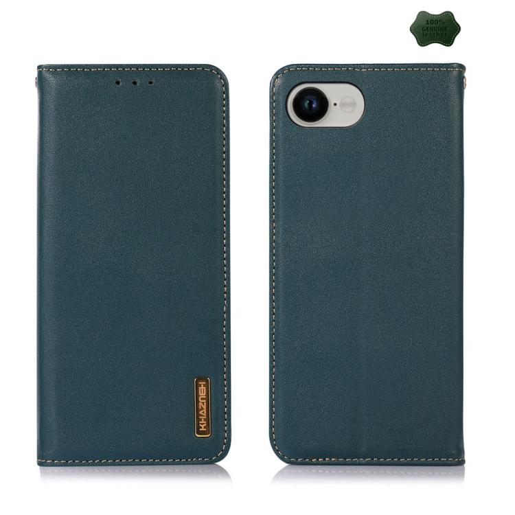 For iPhone 16e KHAZNEH Nappa Top Layer Cowhide Leather Phone Case(Green) - iPhone 16e Cases by PMC TechLife | Online Shopping South Africa | PMC TechLife | Buy Now Pay Later Mobicred