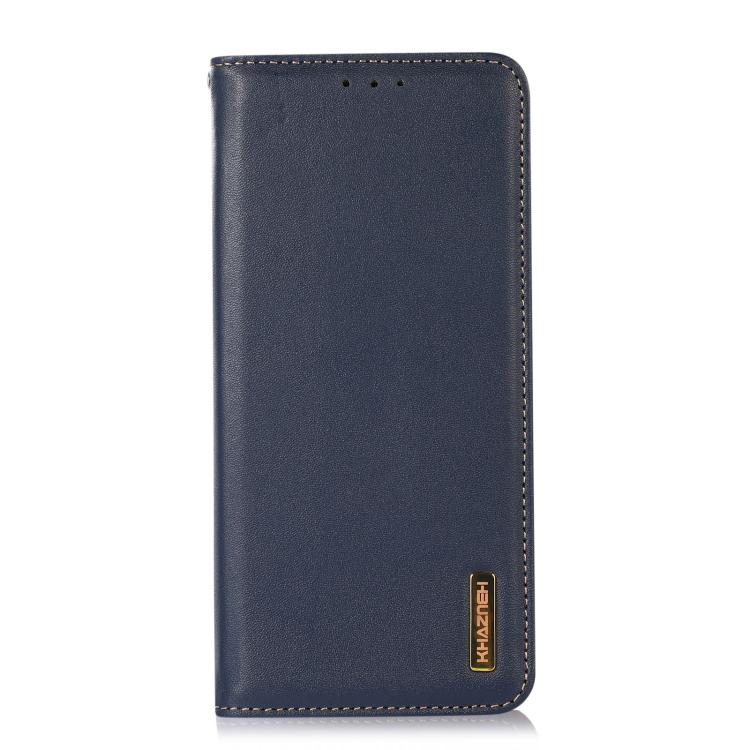 For iPhone 16e KHAZNEH Nappa Top Layer Cowhide Leather Phone Case(Blue) - iPhone 16e Cases by PMC TechLife | Online Shopping South Africa | PMC TechLife | Buy Now Pay Later Mobicred