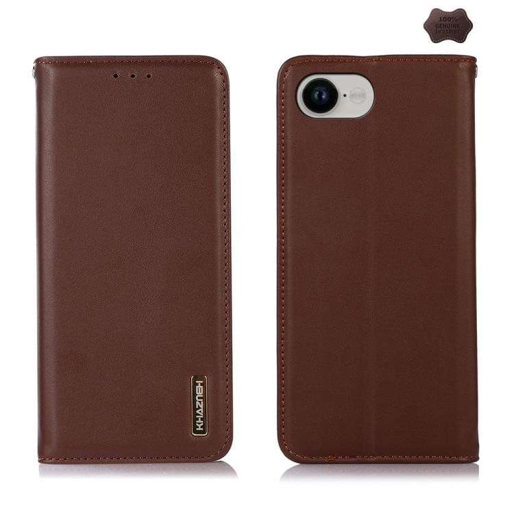 For iPhone 16e KHAZNEH Nappa Top Layer Cowhide Leather Phone Case(Brown) - iPhone 16e Cases by PMC TechLife | Online Shopping South Africa | PMC TechLife | Buy Now Pay Later Mobicred