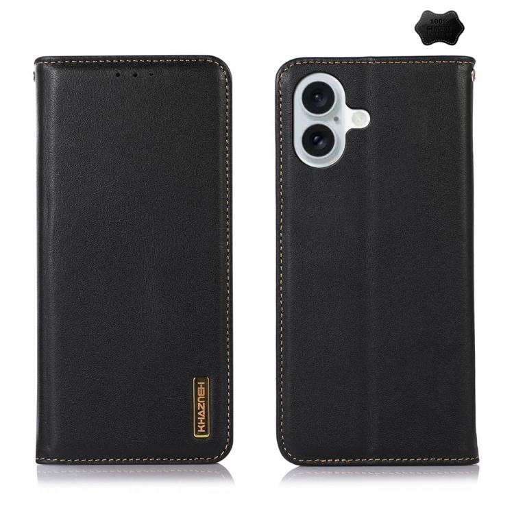 For iPhone 17 KHAZNEH Nappa Top Layer Cowhide Leather Phone Case(Black) - free shipping - PMc TechLife - Order now!