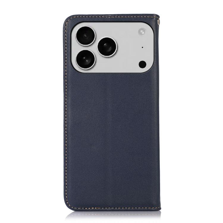 For iPhone 17 Pro KHAZNEH Nappa Top Layer Cowhide Leather Phone Case(Blue) - free shipping - PMc TechLife - Order now!