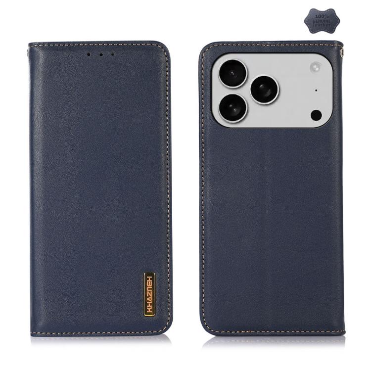 For iPhone 17 Pro Max KHAZNEH Nappa Top Layer Cowhide Leather Phone Case(Blue) - free shipping - PMc TechLife - Order now!