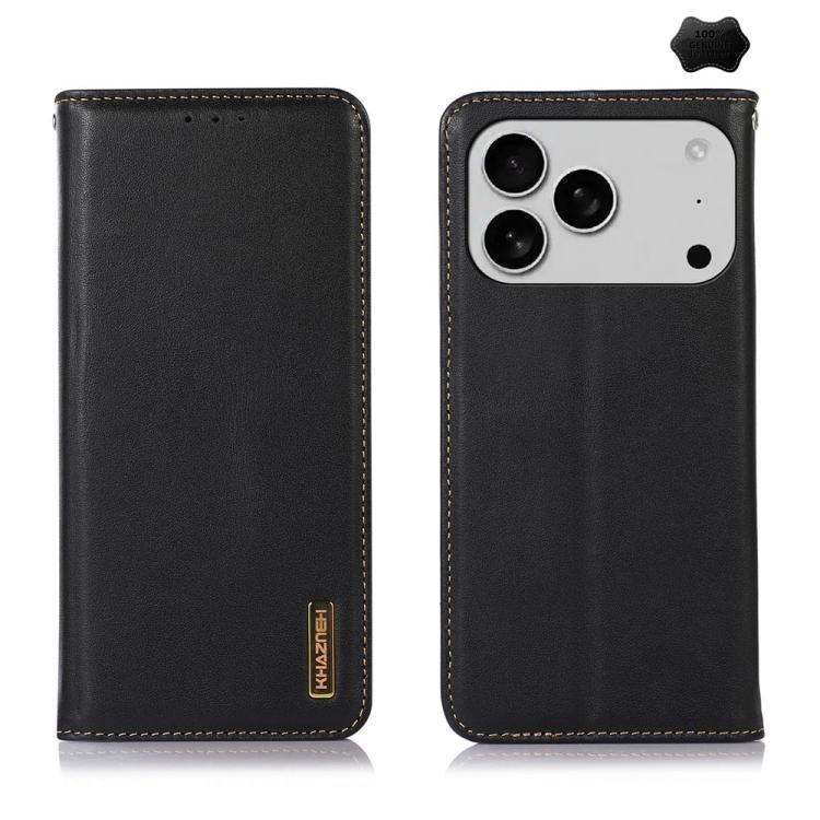 For iPhone 17 Pro Max KHAZNEH Nappa Top Layer Cowhide Leather Phone Case(Black) - free shipping - PMc TechLife - Order now!