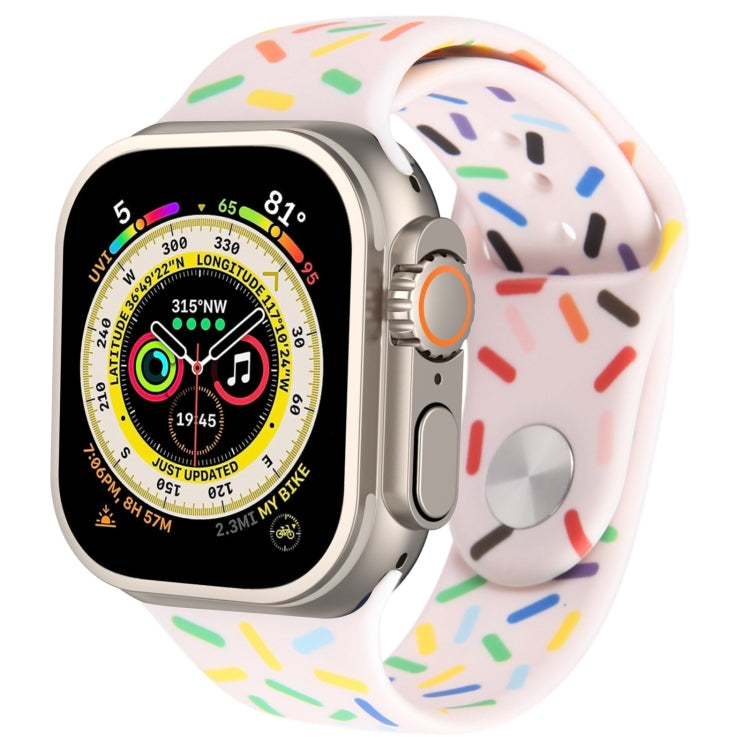 Rainbow Raindrops Silicone Watch Band For Apple Watch SE 2023 44mm(Pink) - Watch Bands by PMC TechLife | Online Shopping South Africa | PMC TechLife