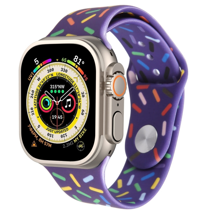 Rainbow Raindrops Silicone Watch Band For Apple Watch 9 45mm(Dark Purple) - Watch Bands by PMC TechLife | Online Shopping South Africa | PMC TechLife