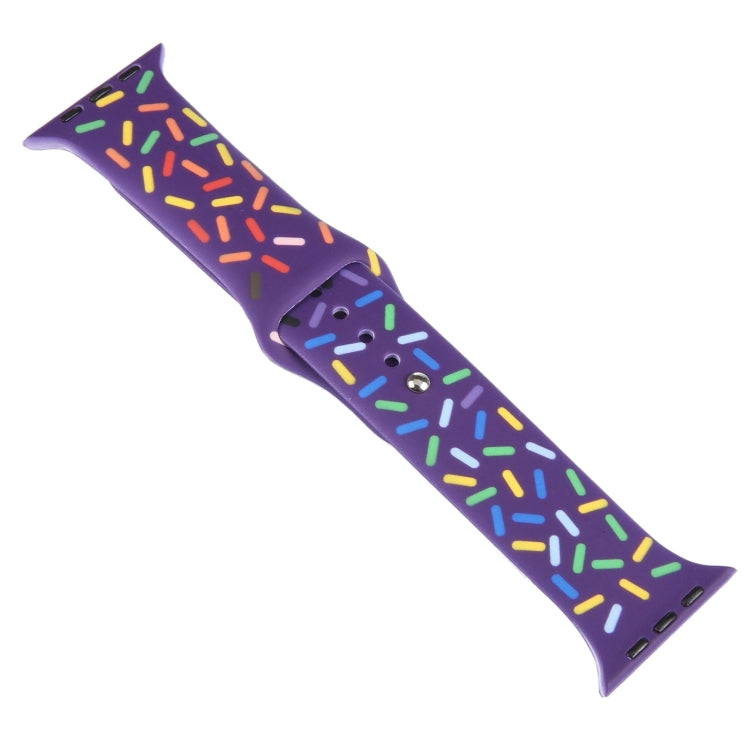 Rainbow Raindrops Silicone Watch Band For Apple Watch 9 45mm(Dark Purple) - Watch Bands by PMC TechLife | Online Shopping South Africa | PMC TechLife