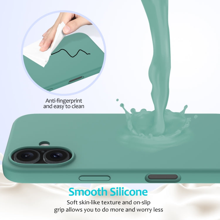 For iPhone 16 Plus Solid Color Silicone Phone Case(Pine Needle Green) - More iPhone Cases by PMC TechLife | Online Shopping South Africa | PMC TechLife | Buy Now Pay Later Mobicred