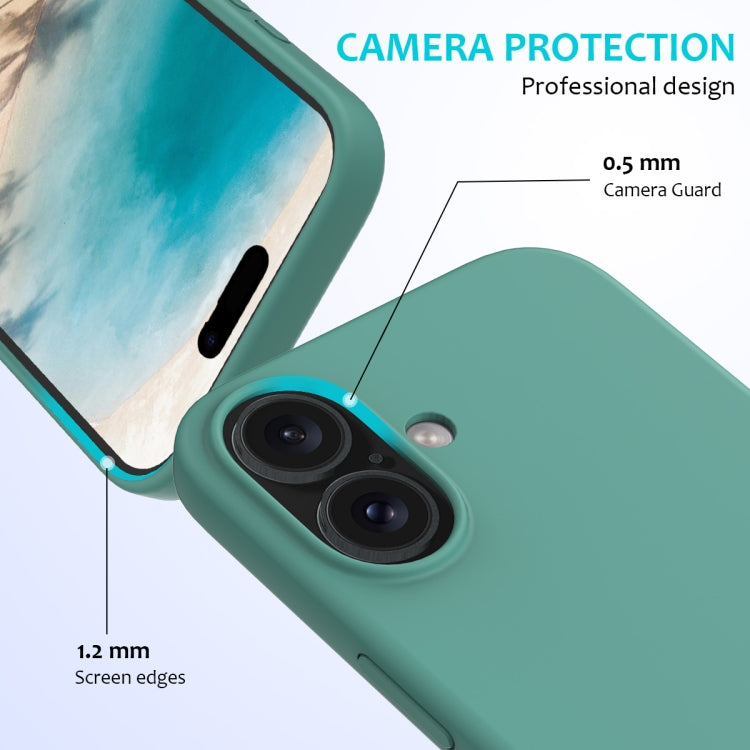 For iPhone 16 Solid Color Silicone Phone Case(Pine Needle Green) - More iPhone Cases by PMC TechLife | Online Shopping South Africa | PMC TechLife | Buy Now Pay Later Mobicred