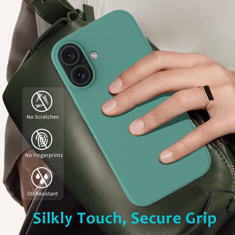 For iPhone 16 Solid Color Silicone Phone Case(Pine Needle Green) - More iPhone Cases by PMC TechLife | Online Shopping South Africa | PMC TechLife | Buy Now Pay Later Mobicred