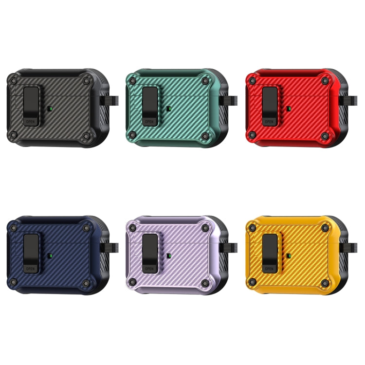 For AirPods Pro Carbon Fiber Magnetic Automatic Switch Earphone Protective Case(Blue) - For AirPods Pro by PMC Jewellery | Online Shopping South Africa | PMC Jewellery | Buy Now Pay Later Mobicred