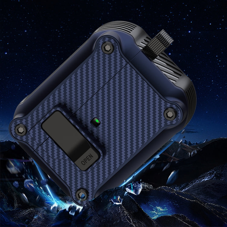 For AirPods Pro Carbon Fiber Magnetic Automatic Switch Earphone Protective Case(Blue) - For AirPods Pro by PMC Jewellery | Online Shopping South Africa | PMC Jewellery | Buy Now Pay Later Mobicred