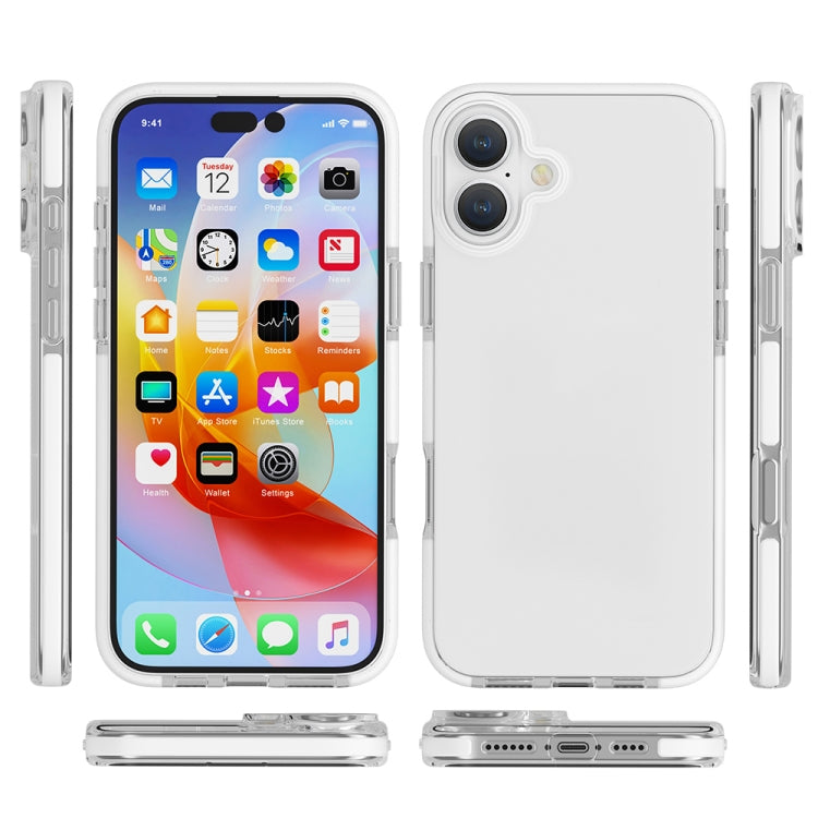 For iPhone 16 Plus Two-color Shockproof High Transparency TPU Phone Case(White) - iPhone 16 Plus Cases by PMC TechLife | Online Shopping South Africa | PMC TechLife | Buy Now Pay Later Mobicred