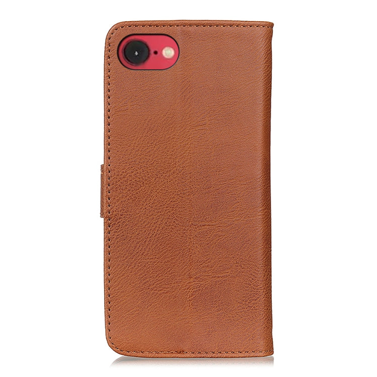 For iPhone 16e KHAZNEH Cowhide Texture Horizontal Flip Leather Phone Case(Brown) - iPhone 16e Cases by PMC TechLife | Online Shopping South Africa | PMC TechLife | Buy Now Pay Later Mobicred