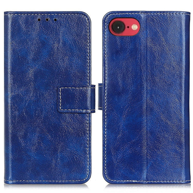 For iPhone 16e Retro Crazy Horse Texture Horizontal Flip Leather Phone Case(Blue) - iPhone 16e Cases by PMC TechLife | Online Shopping South Africa | PMC TechLife | Buy Now Pay Later Mobicred