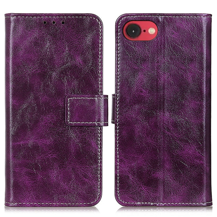 For iPhone 16e Retro Crazy Horse Texture Horizontal Flip Leather Phone Case(Purple) - iPhone 16e Cases by PMC TechLife | Online Shopping South Africa | PMC TechLife | Buy Now Pay Later Mobicred