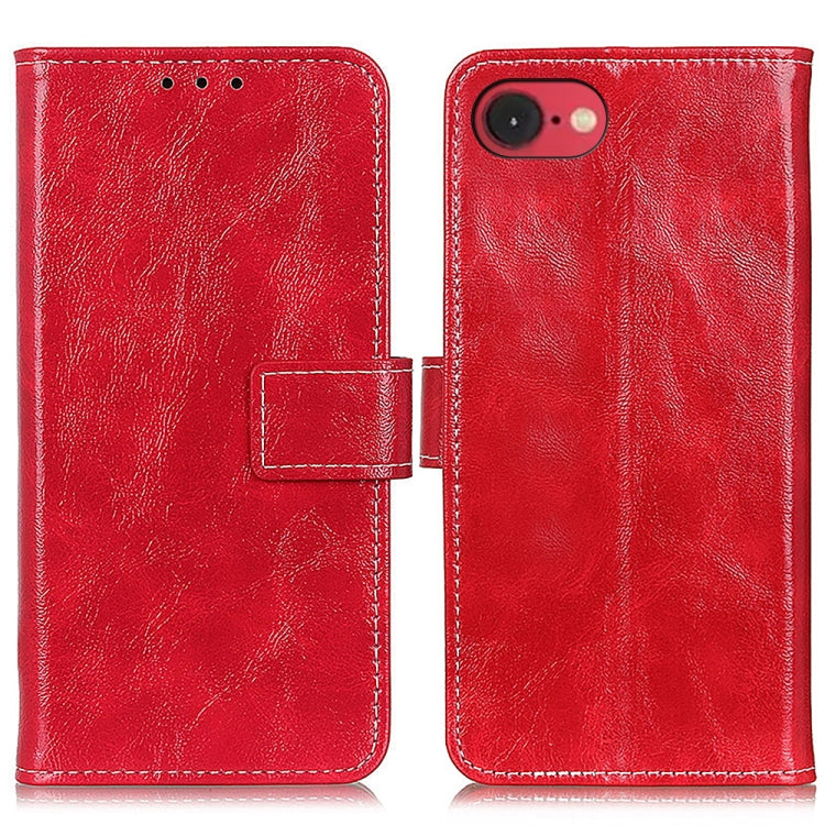 For iPhone 16e Retro Crazy Horse Texture Horizontal Flip Leather Phone Case(Red) - iPhone 16e Cases by PMC TechLife | Online Shopping South Africa | PMC TechLife | Buy Now Pay Later Mobicred