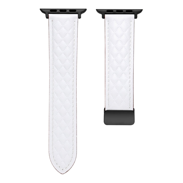 For Apple Watch Ultra 49mm Folding Buckle Rhombus Leather Watch Band(White) - Watch Bands by PMC TechLife | Online Shopping South Africa | PMC TechLife | Buy Now Pay Later Mobicred