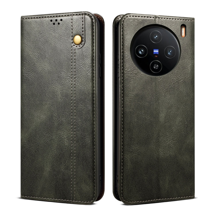 For vivo X100 Pro Oil Wax Crazy Horse Texture Leather Phone Case(Green) - vivo Cases by imak | Online Shopping South Africa | PMC Jewellery | Buy Now Pay Later Mobicred