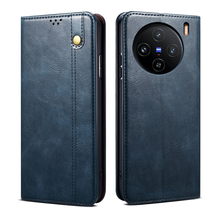 For vivo X100 Pro Oil Wax Crazy Horse Texture Leather Phone Case(Blue) - vivo Cases by imak | Online Shopping South Africa | PMC Jewellery | Buy Now Pay Later Mobicred