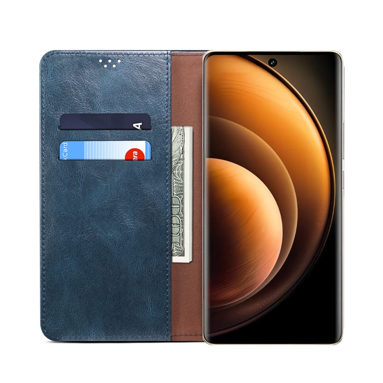 For vivo X100 Pro Oil Wax Crazy Horse Texture Leather Phone Case(Blue) - vivo Cases by imak | Online Shopping South Africa | PMC Jewellery | Buy Now Pay Later Mobicred