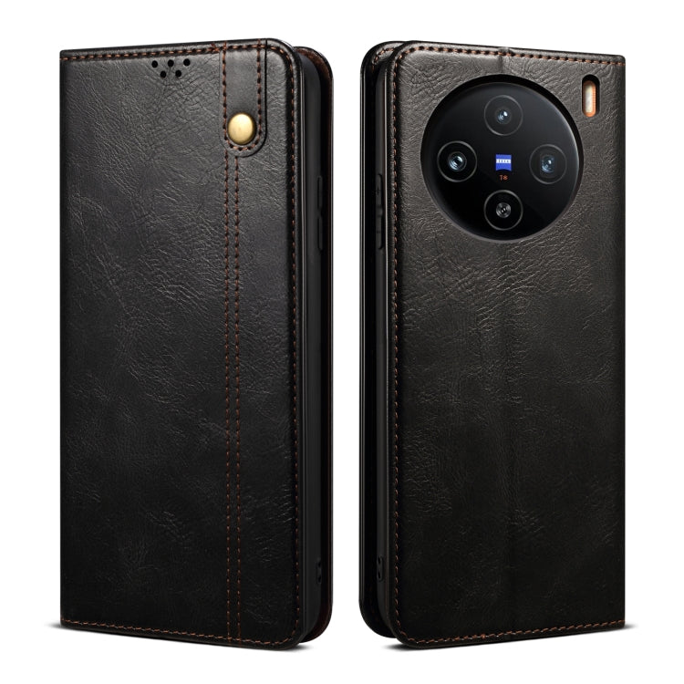 For vivo X100 Oil Wax Crazy Horse Texture Leather Phone Case(Black) - vivo Cases by imak | Online Shopping South Africa | PMC Jewellery | Buy Now Pay Later Mobicred