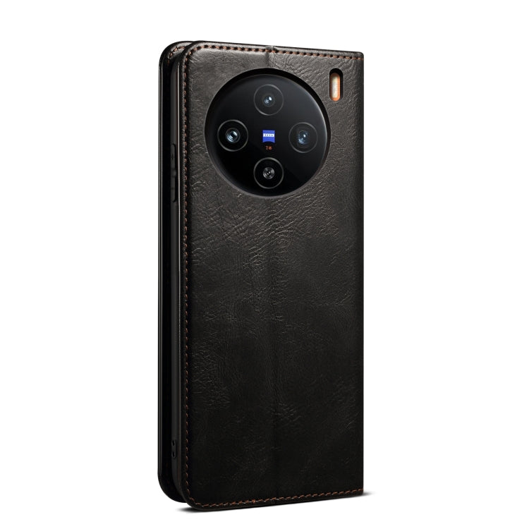 For vivo X100 Oil Wax Crazy Horse Texture Leather Phone Case(Black) - vivo Cases by imak | Online Shopping South Africa | PMC Jewellery | Buy Now Pay Later Mobicred