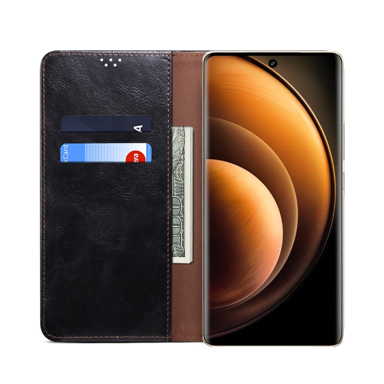 For vivo X100 Oil Wax Crazy Horse Texture Leather Phone Case(Black) - vivo Cases by imak | Online Shopping South Africa | PMC Jewellery | Buy Now Pay Later Mobicred