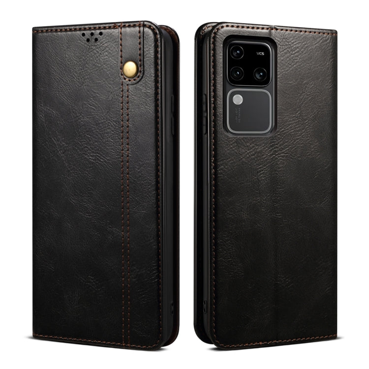 For vivo S18 Oil Wax Crazy Horse Texture Leather Phone Case(Black) - S18 Cases by PMC TechLife | Online Shopping South Africa | PMC TechLife | Buy Now Pay Later Mobicred