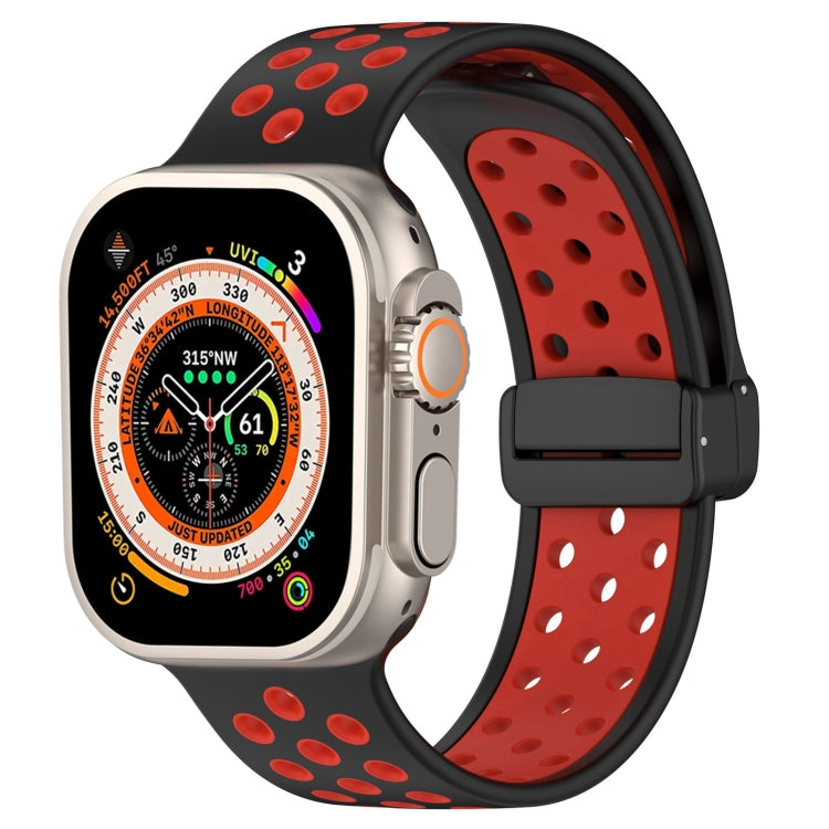 For Apple Watch Ultra 2 49mm Magnetic Buckle Silicone Watch Band(Black Red) - Watch Bands by PMC TechLife | Online Shopping South Africa | PMC TechLife